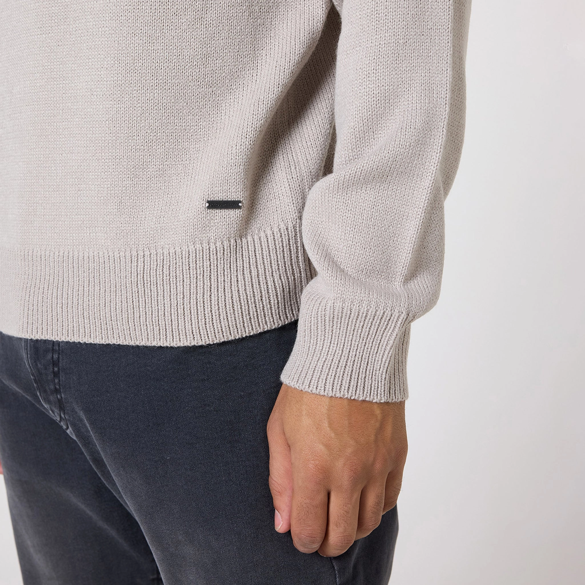 Knit 1/4 Zip Funnel Neck | Stone
