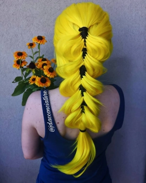 Lemon Yellow Fashion Long Straight Synthetic Lace Front Daily Wig