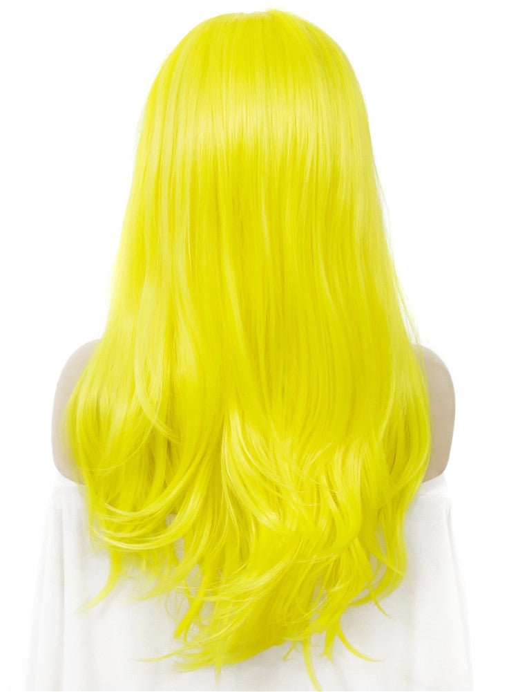 Lemon Yellow Fashion Long Straight Synthetic Lace Front Daily Wig