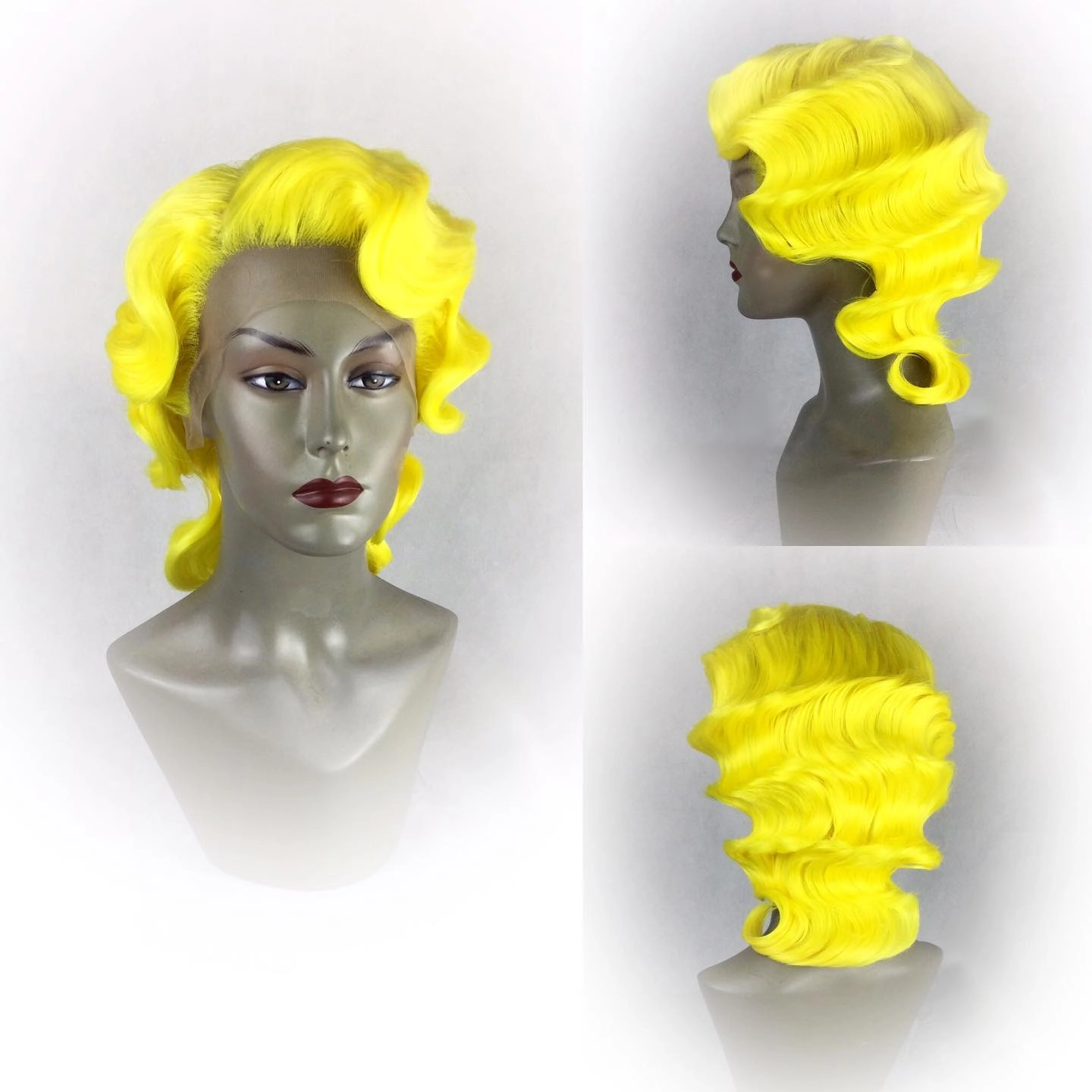 Lemon Yellow Fashion Long Straight Synthetic Lace Front Daily Wig