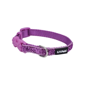 Li'l Pals® Adjustable Dog Collar with Glitter Overlay, Purple, Petite X-Small