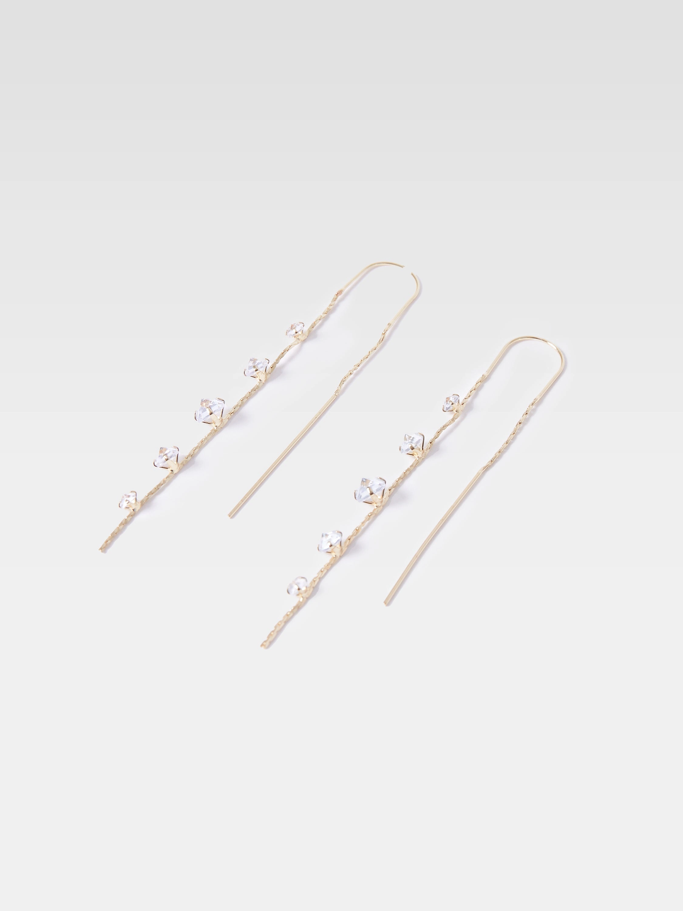 Long Diamante Threader Earrings