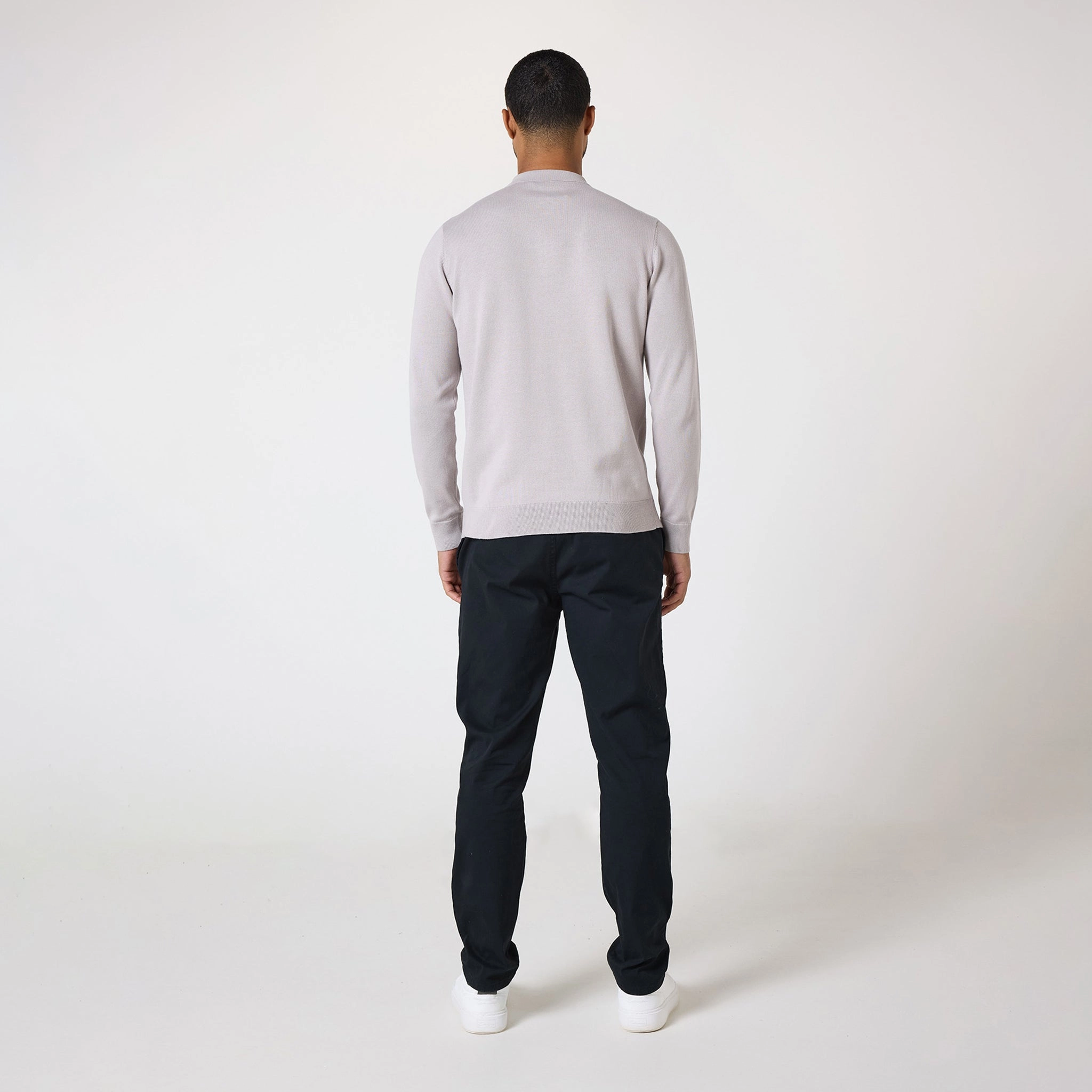 Long Sleeve Knitted Polo | Sand