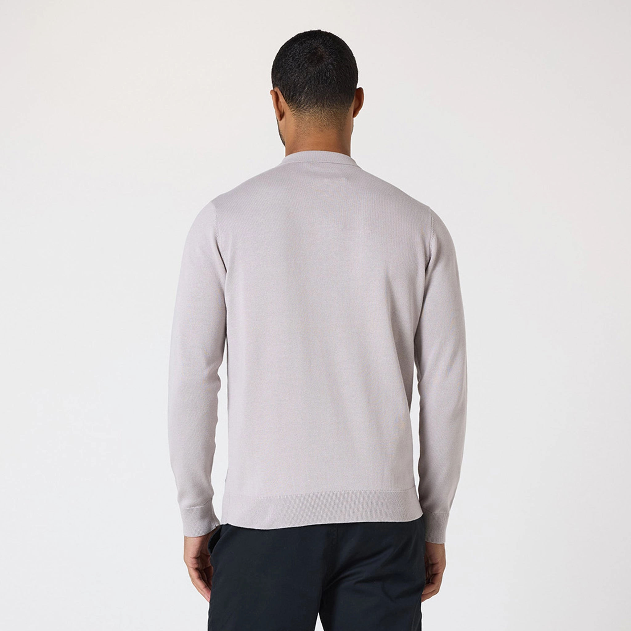 Long Sleeve Knitted Polo | Sand