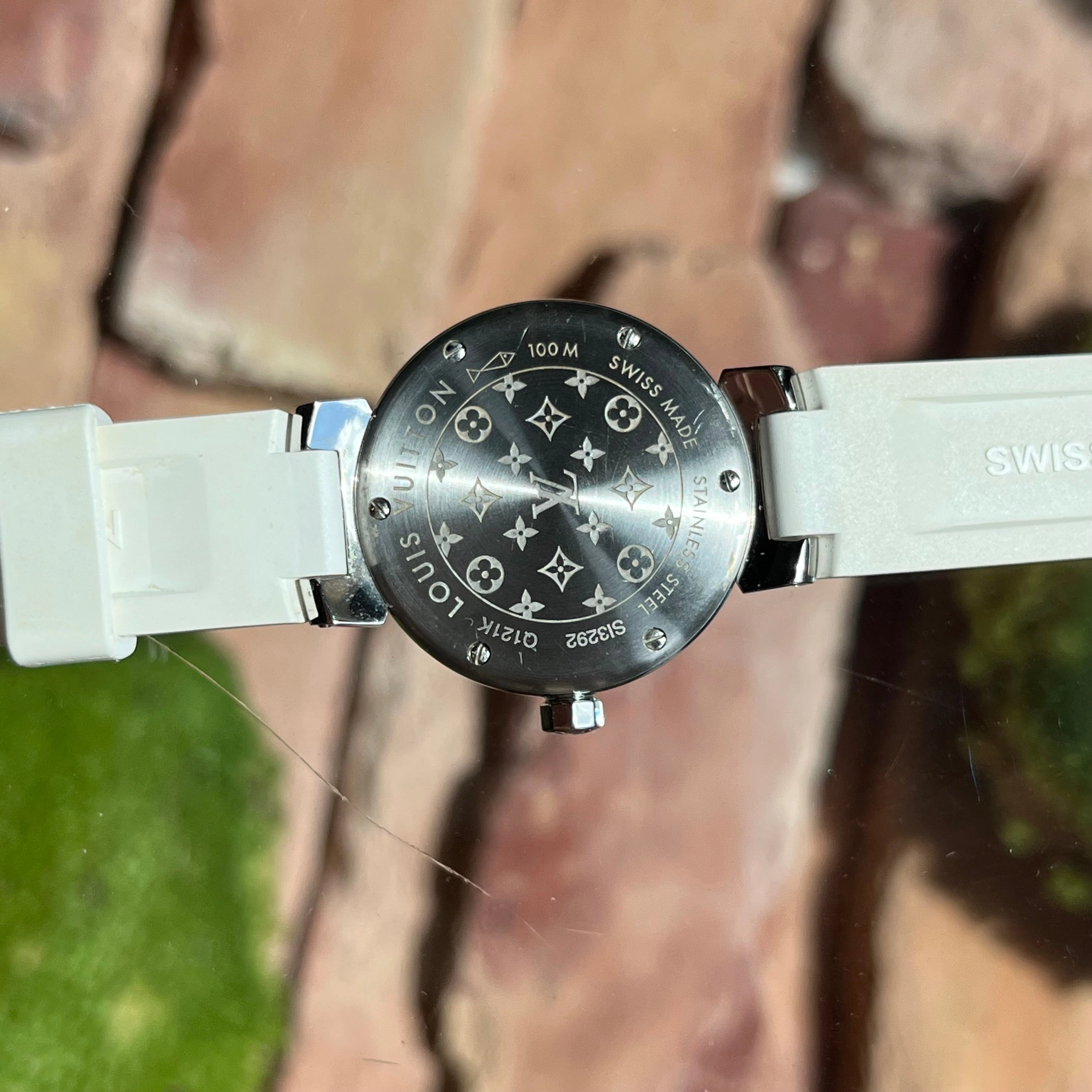 LOUIS VUITTON Tambour Quartz Stainless Steel Rubber Watch
