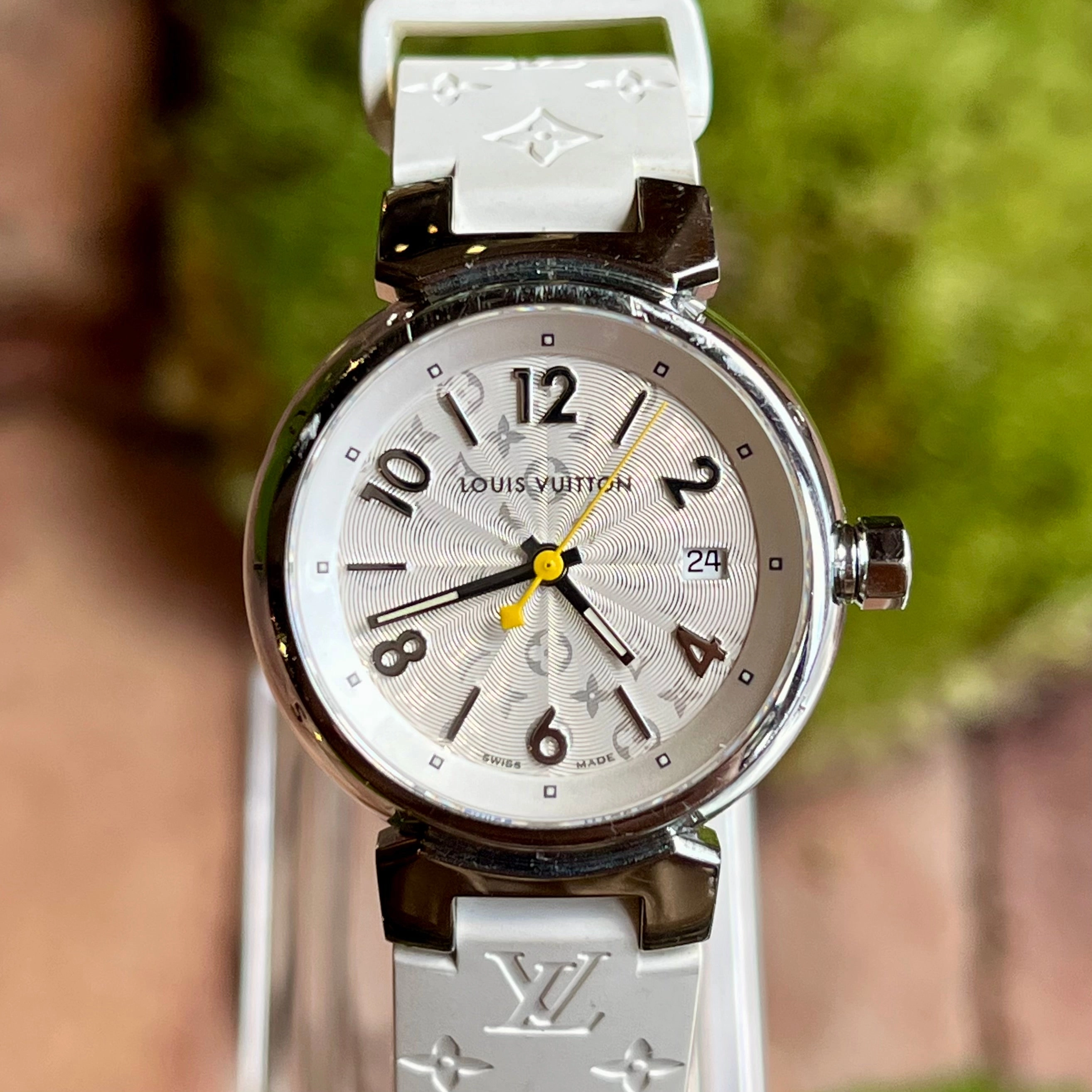 LOUIS VUITTON Tambour Quartz Stainless Steel Rubber Watch