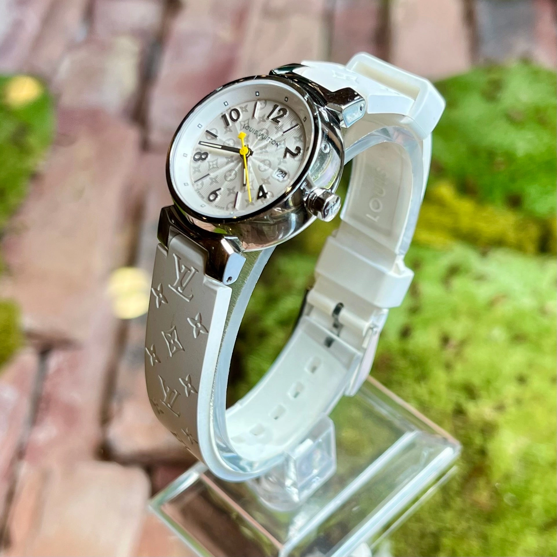 LOUIS VUITTON Tambour Quartz Stainless Steel Rubber Watch