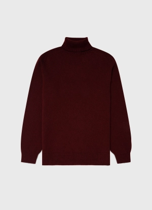 Men's Lambswool Roll Neck in Maroon