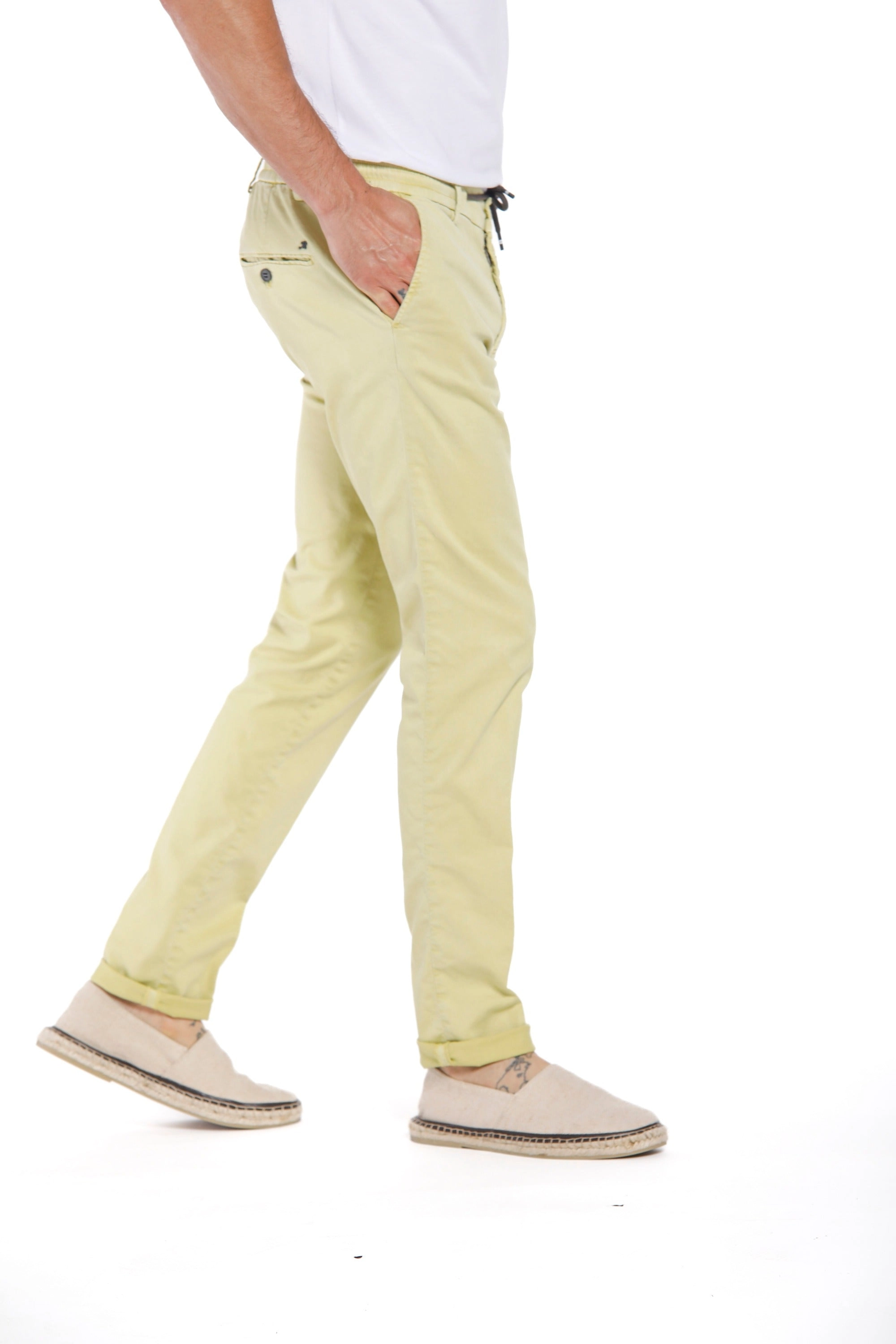 Milano Jogger man chino pants in cotton and tencel extra slim