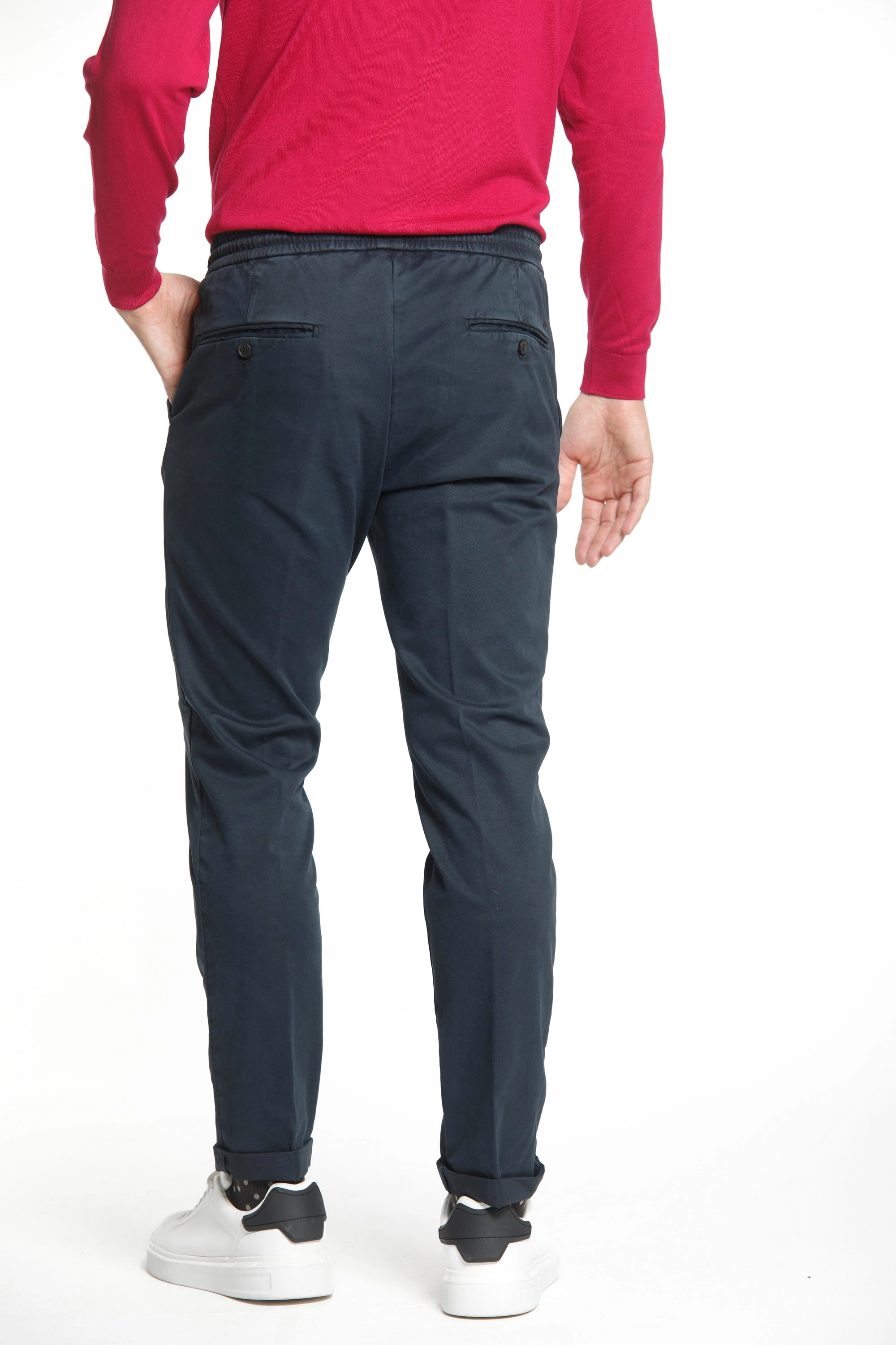 New York Sack men's chino jogger pants in cotton modal stretch regular fit 