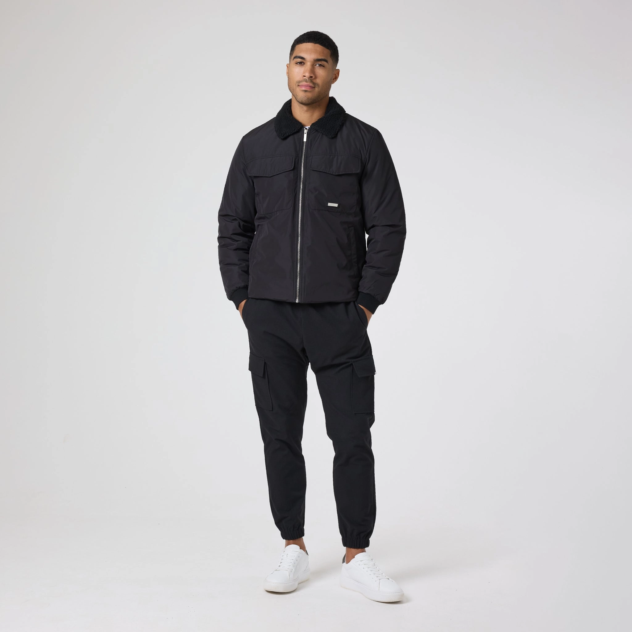 Padded Nylon Smart Jacket | Black