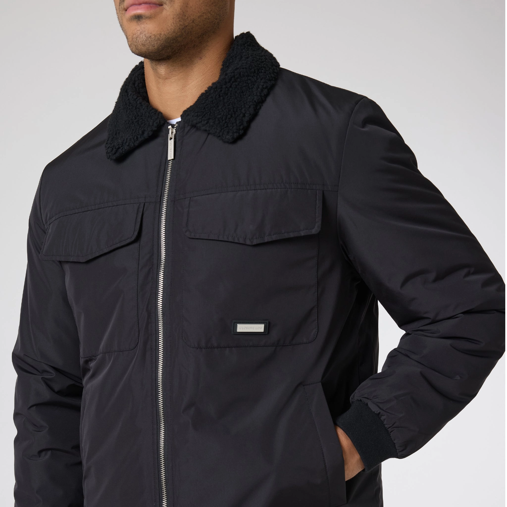 Padded Nylon Smart Jacket | Black