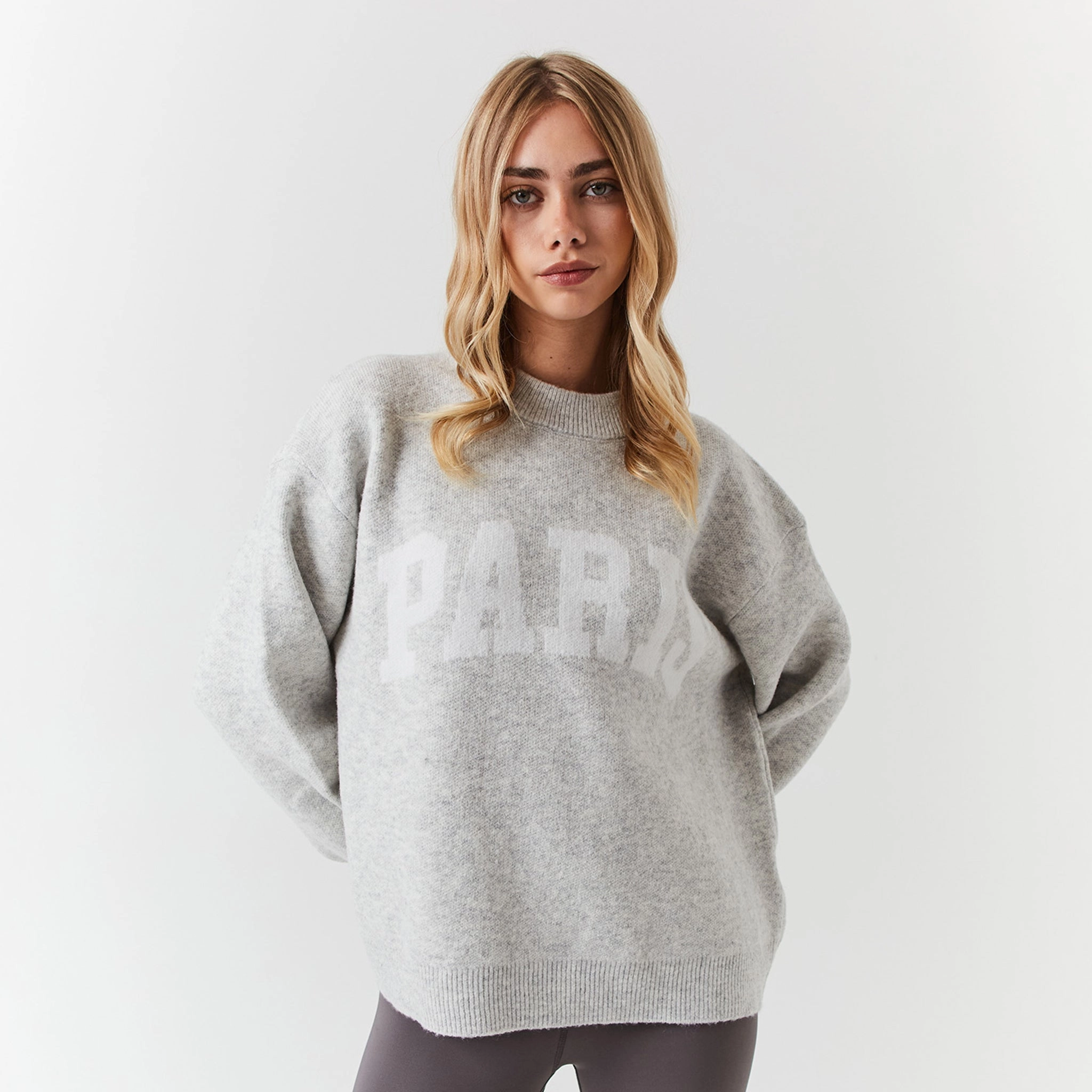 Paris Knit Sweatshirt | Light Grey Marl