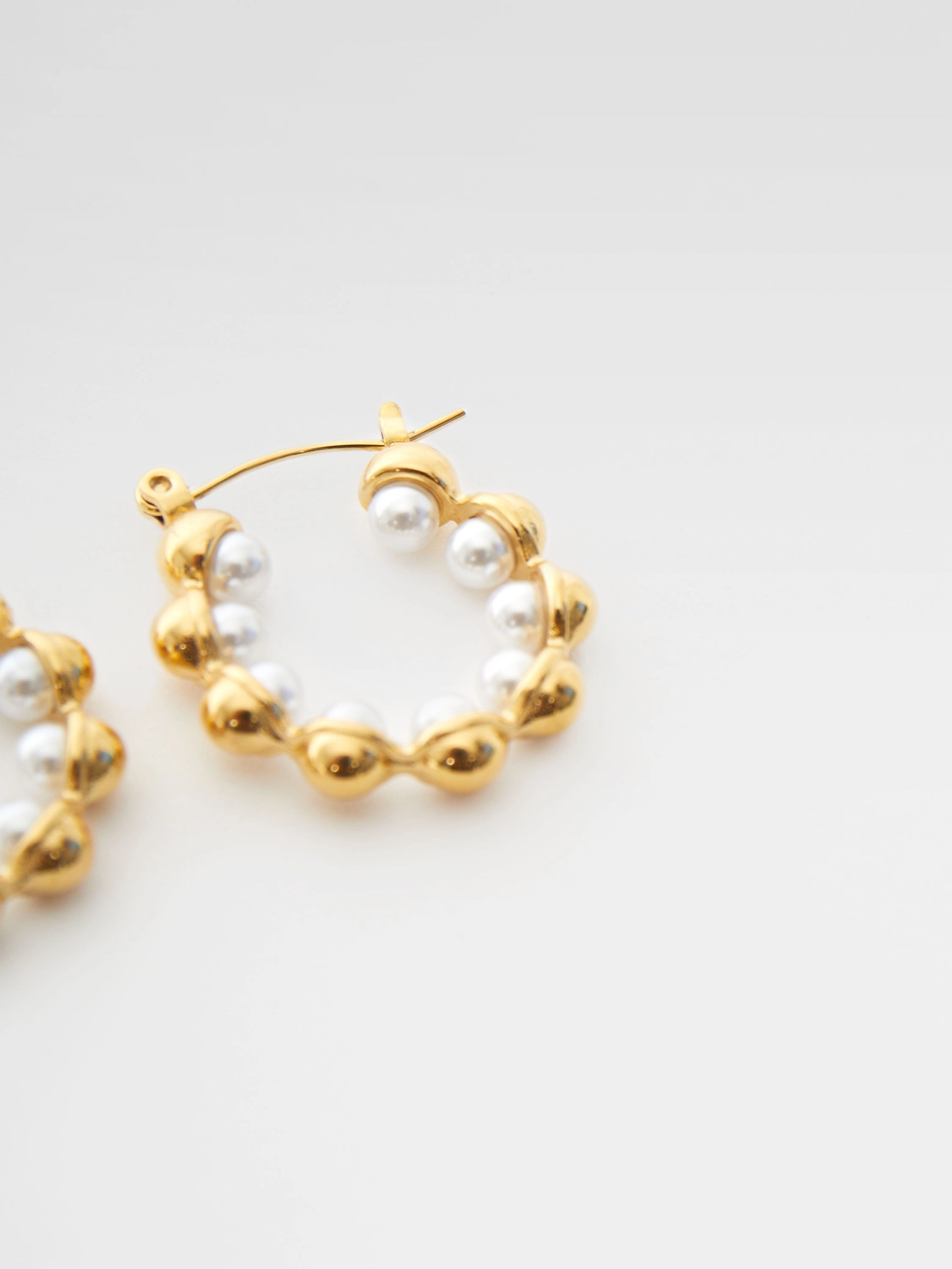 Pearl Ball Hoop Earrings