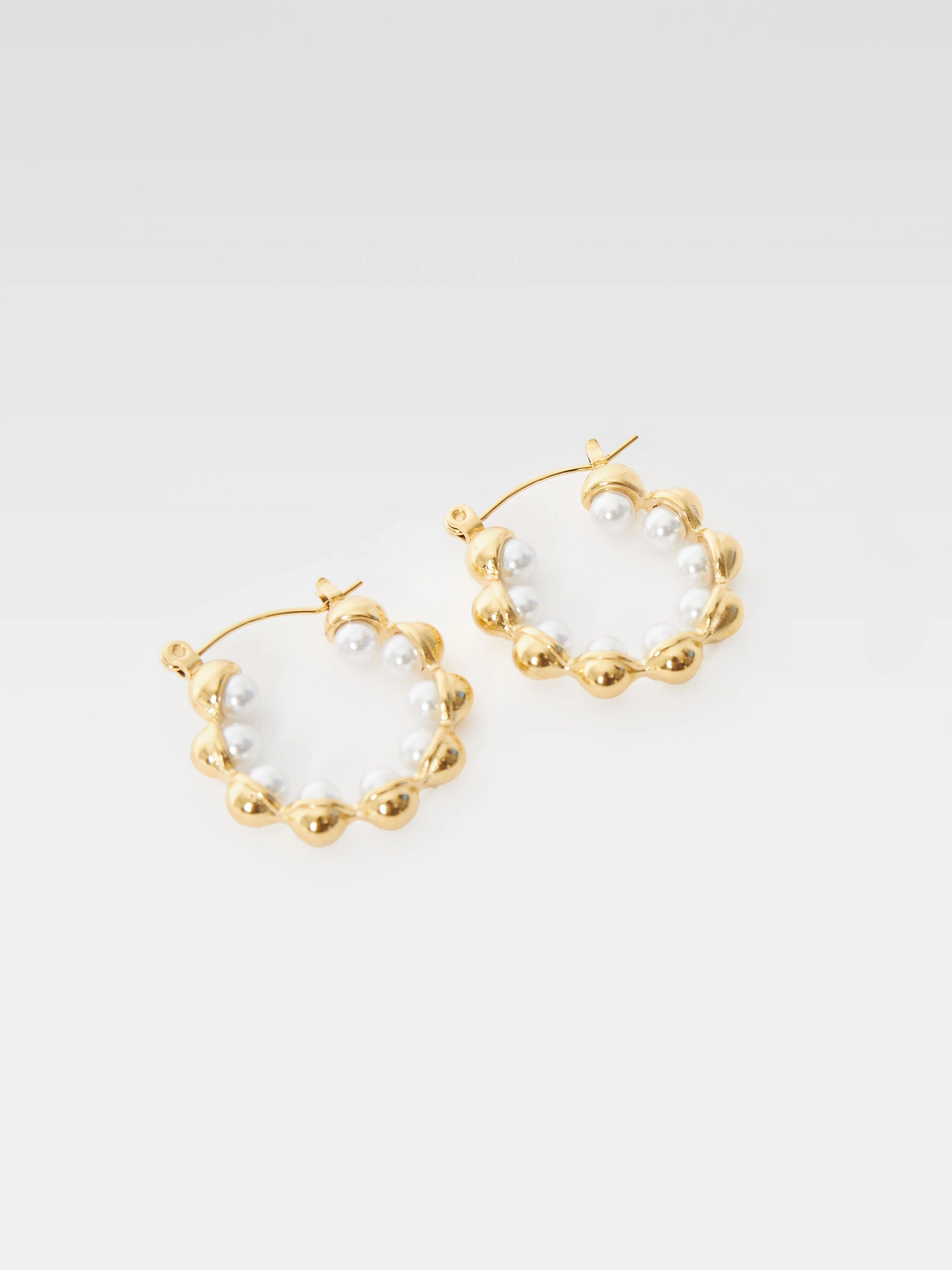 Pearl Ball Hoop Earrings