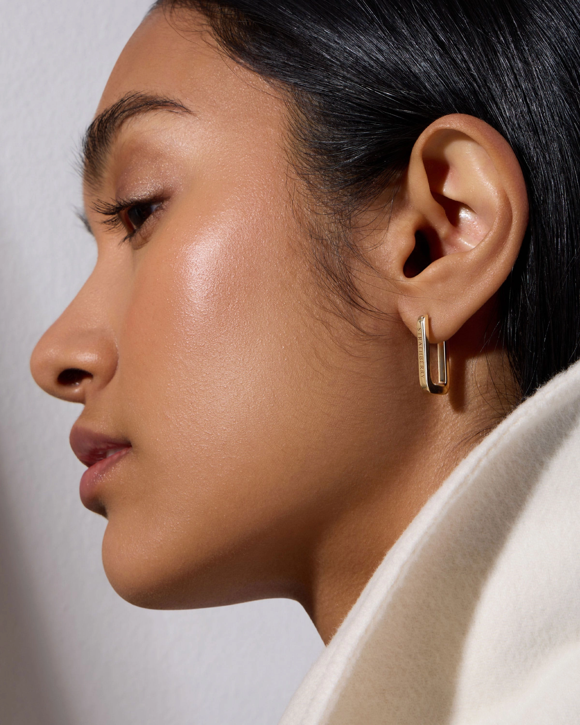Rectangular Hoop - 22 Carat Gold Gilded