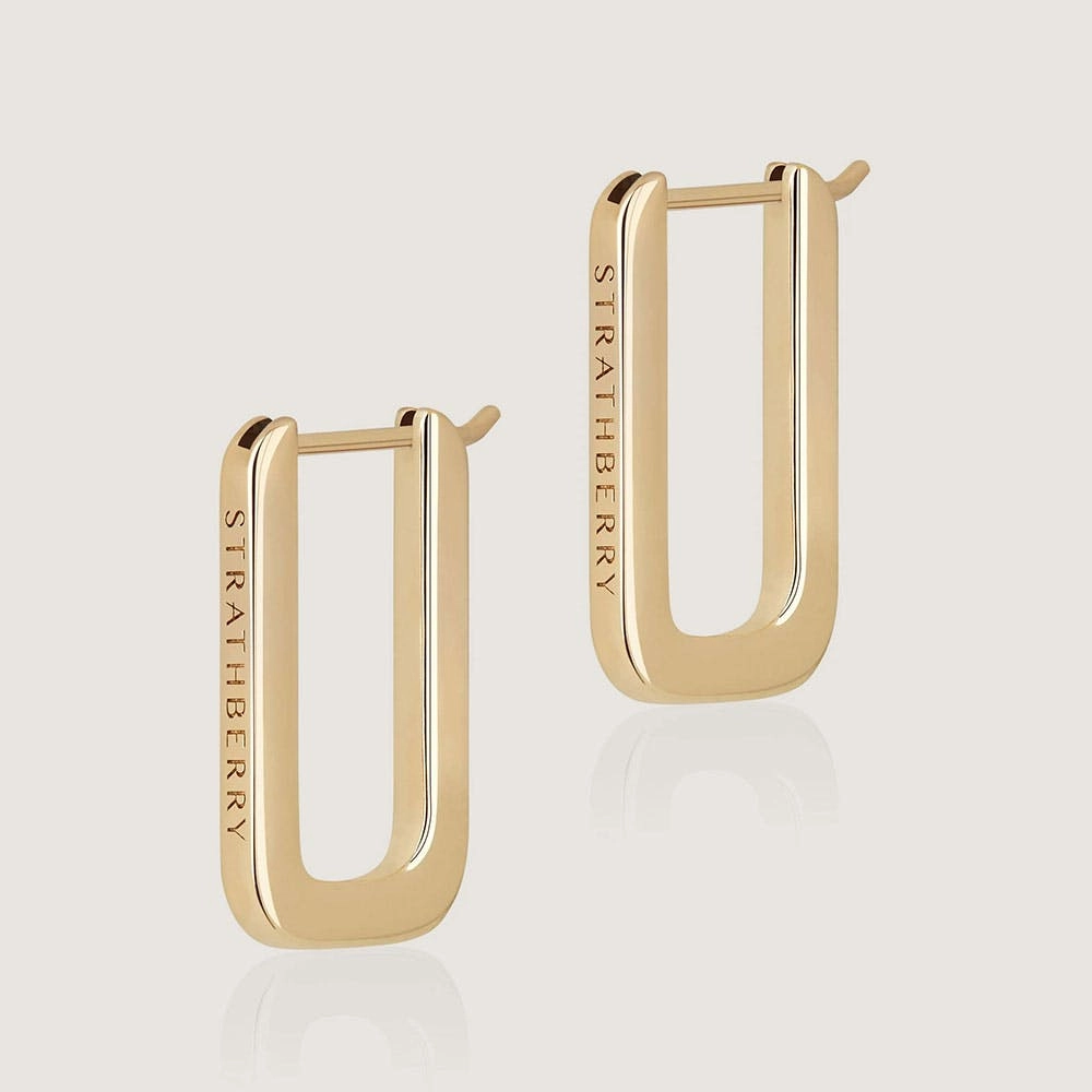 Rectangular Hoop - 22 Carat Gold Gilded