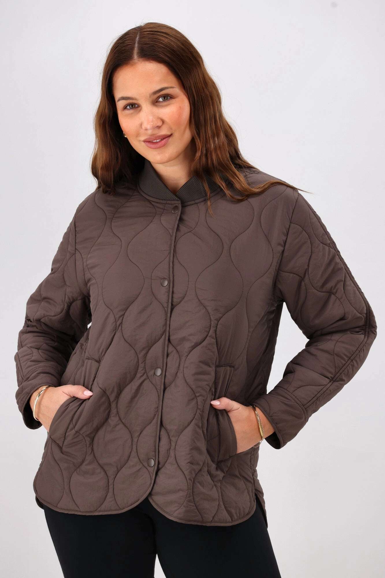 Shine On Label Haven Quilted Jacket Chocolate
