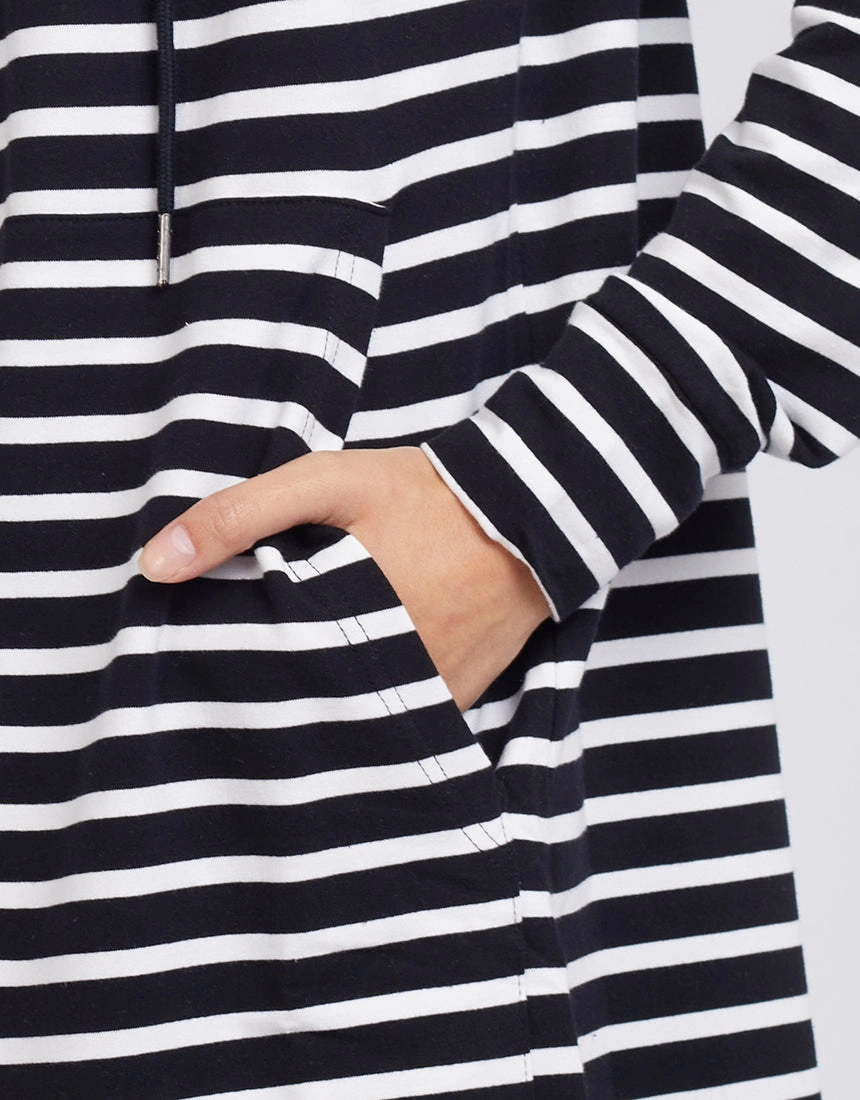 Silent Theory Ashleigh Hooded Cardi Black White Stripe
