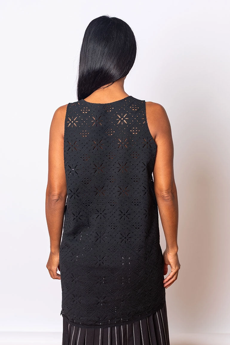 Sleeveless Lace Blouse - Black