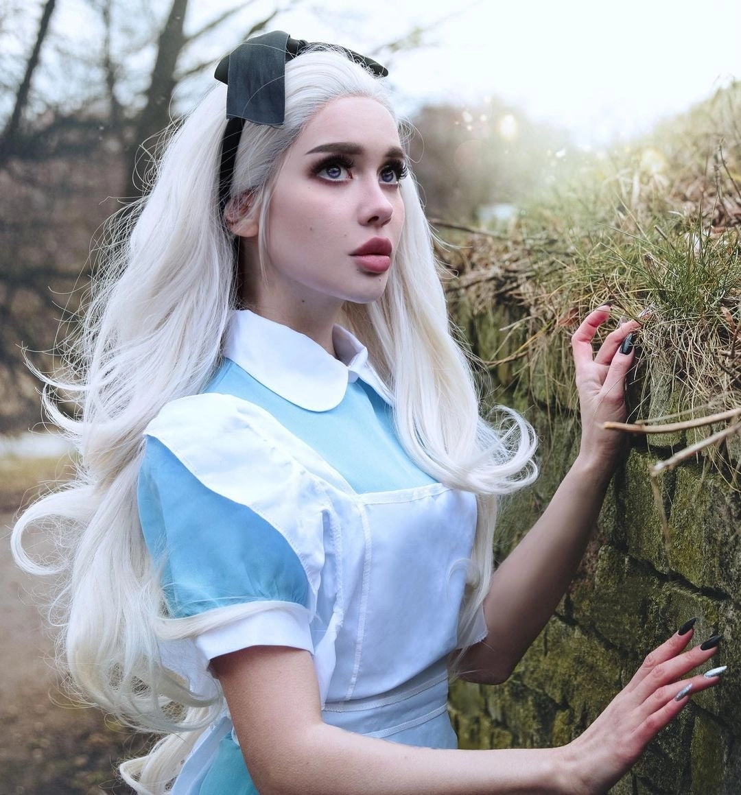 Snow Fairy -  Pure White Long Wavy Synthetic Lace Front Cosplay Wigs