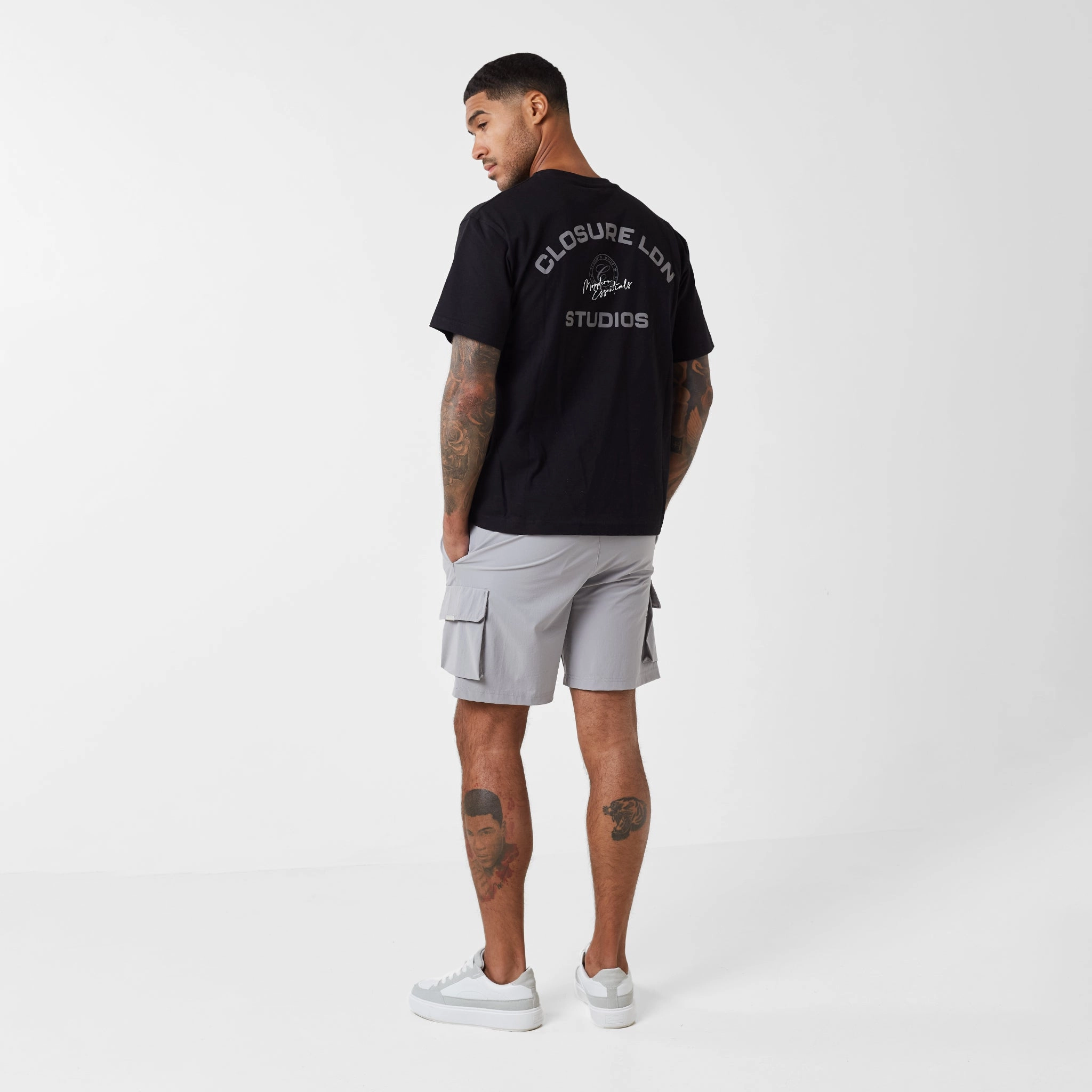 Stamped Logo Relaxed Fit T-Shirt | Black