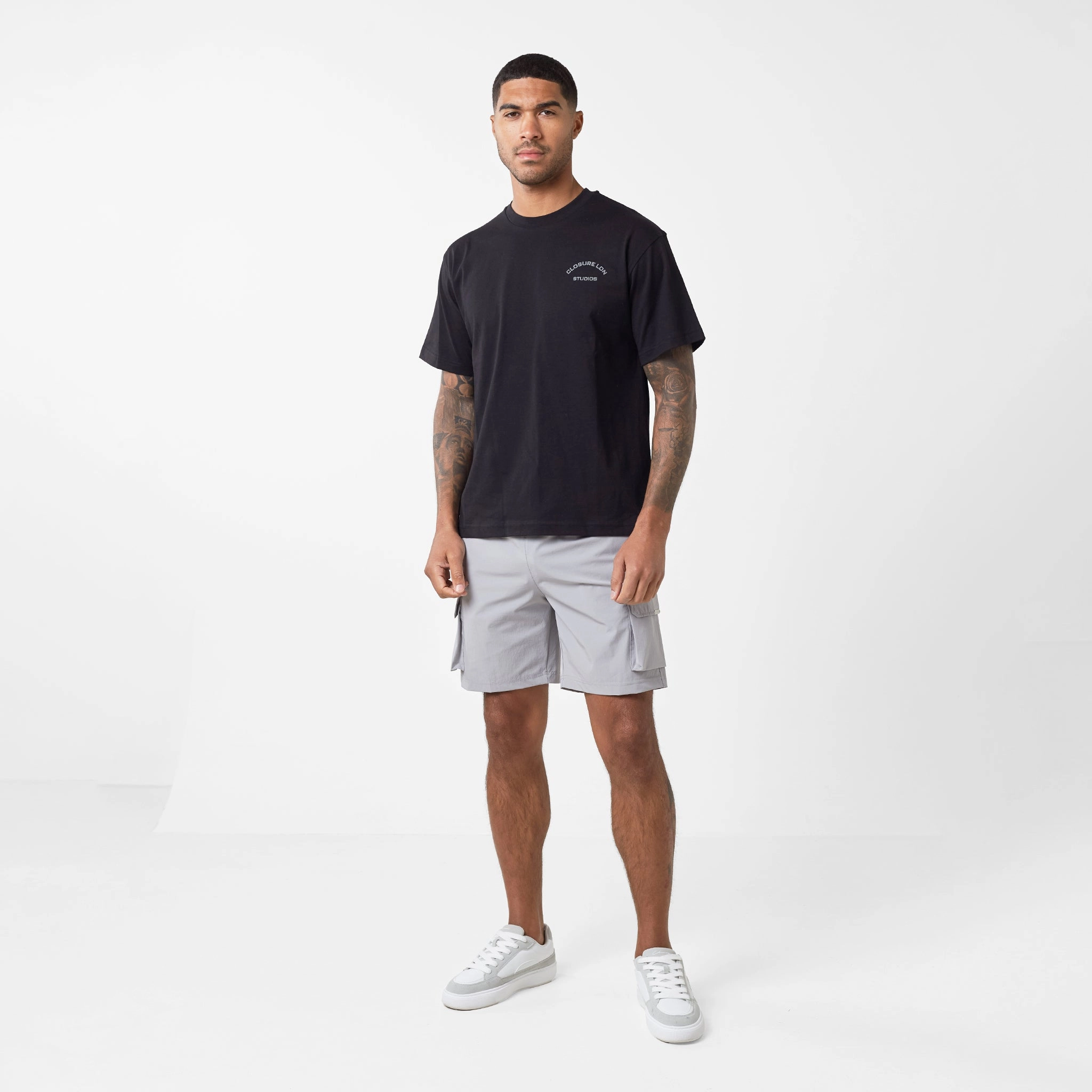 Stamped Logo Relaxed Fit T-Shirt | Black