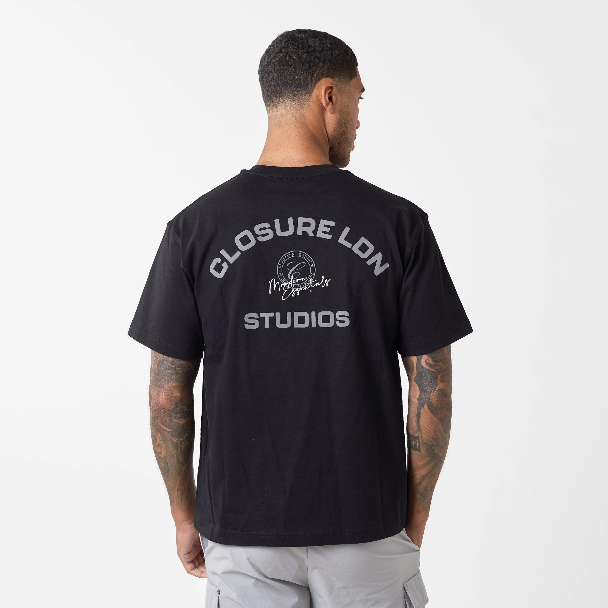 Stamped Logo Relaxed Fit T-Shirt | Black