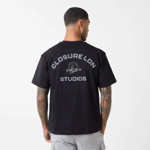 Stamped Logo Relaxed Fit T-Shirt | Black