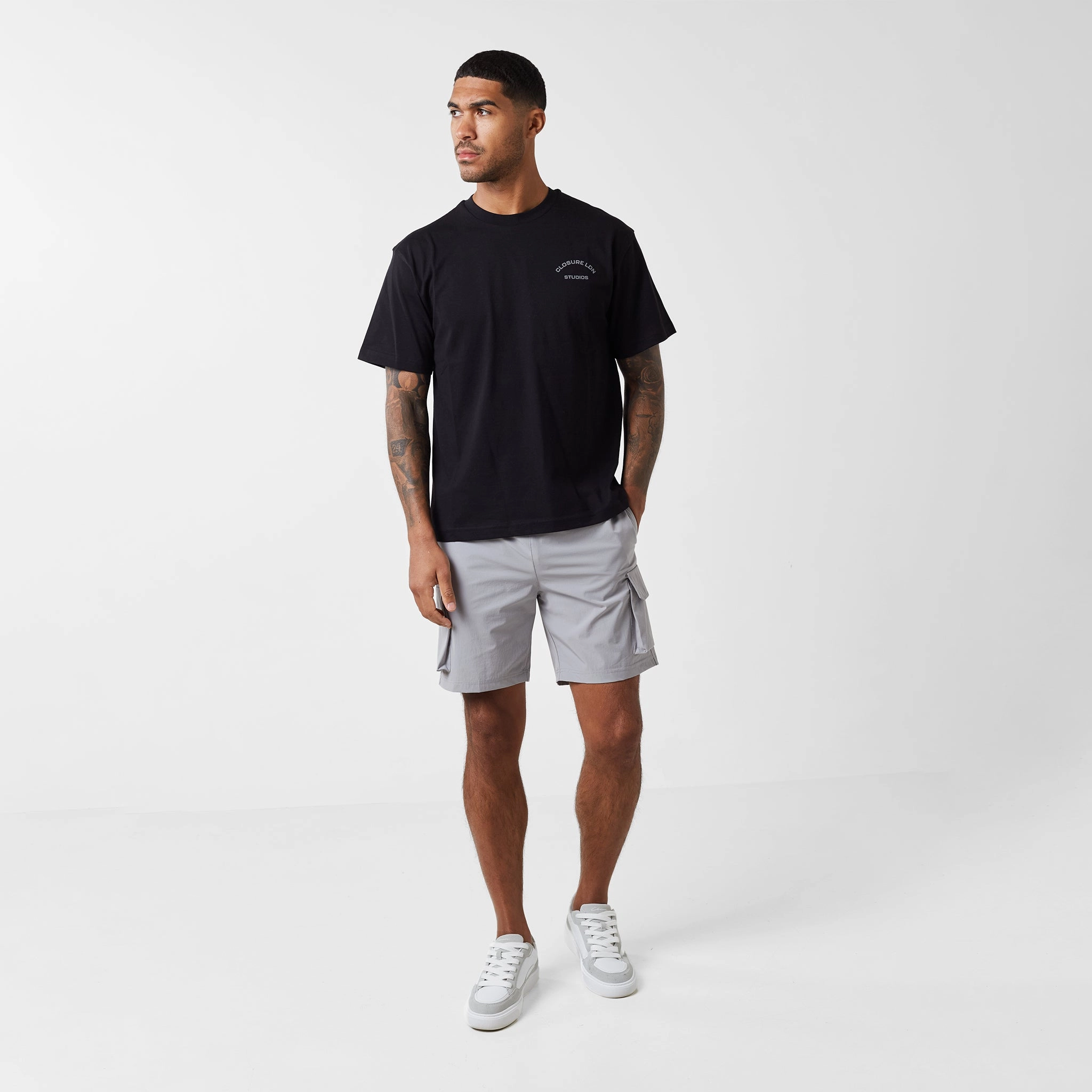 Stamped Logo Relaxed Fit T-Shirt | Black