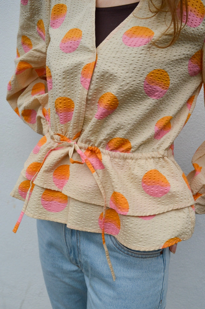 Stella Nova Big Dot Creme and Red Blouse