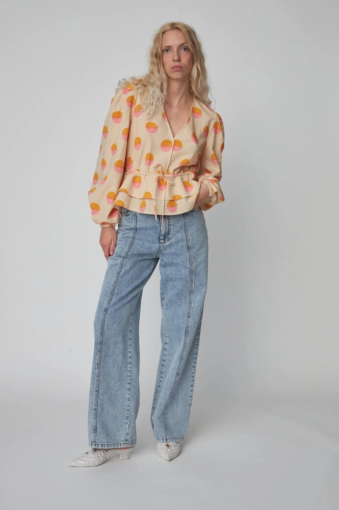 Stella Nova Big Dot Creme and Red Blouse