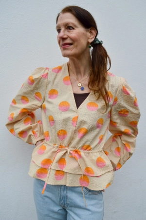 Stella Nova Big Dot Creme and Red Blouse