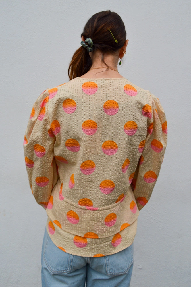 Stella Nova Big Dot Creme and Red Blouse