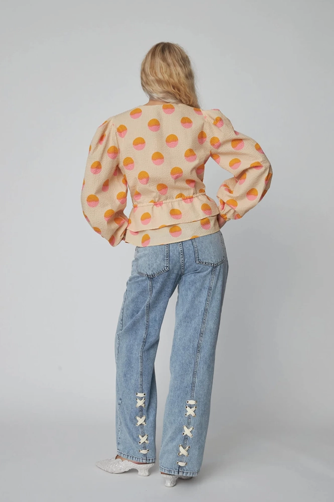 Stella Nova Big Dot Creme and Red Blouse