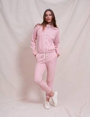 Sundry Cropped Zip Up Jacket & Basic Jogger Set in Iconic Pink