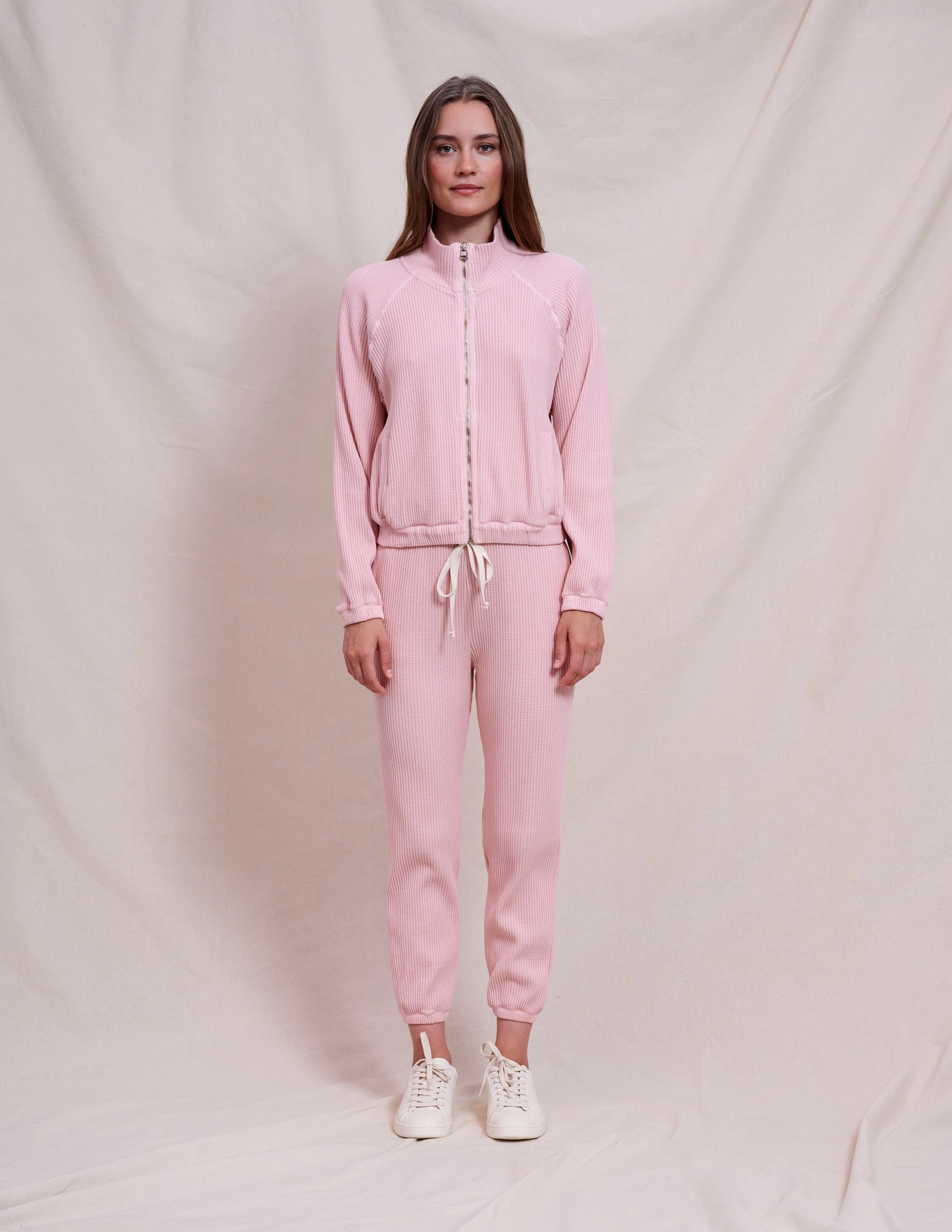 Sundry Cropped Zip Up Jacket & Basic Jogger Set in Iconic Pink