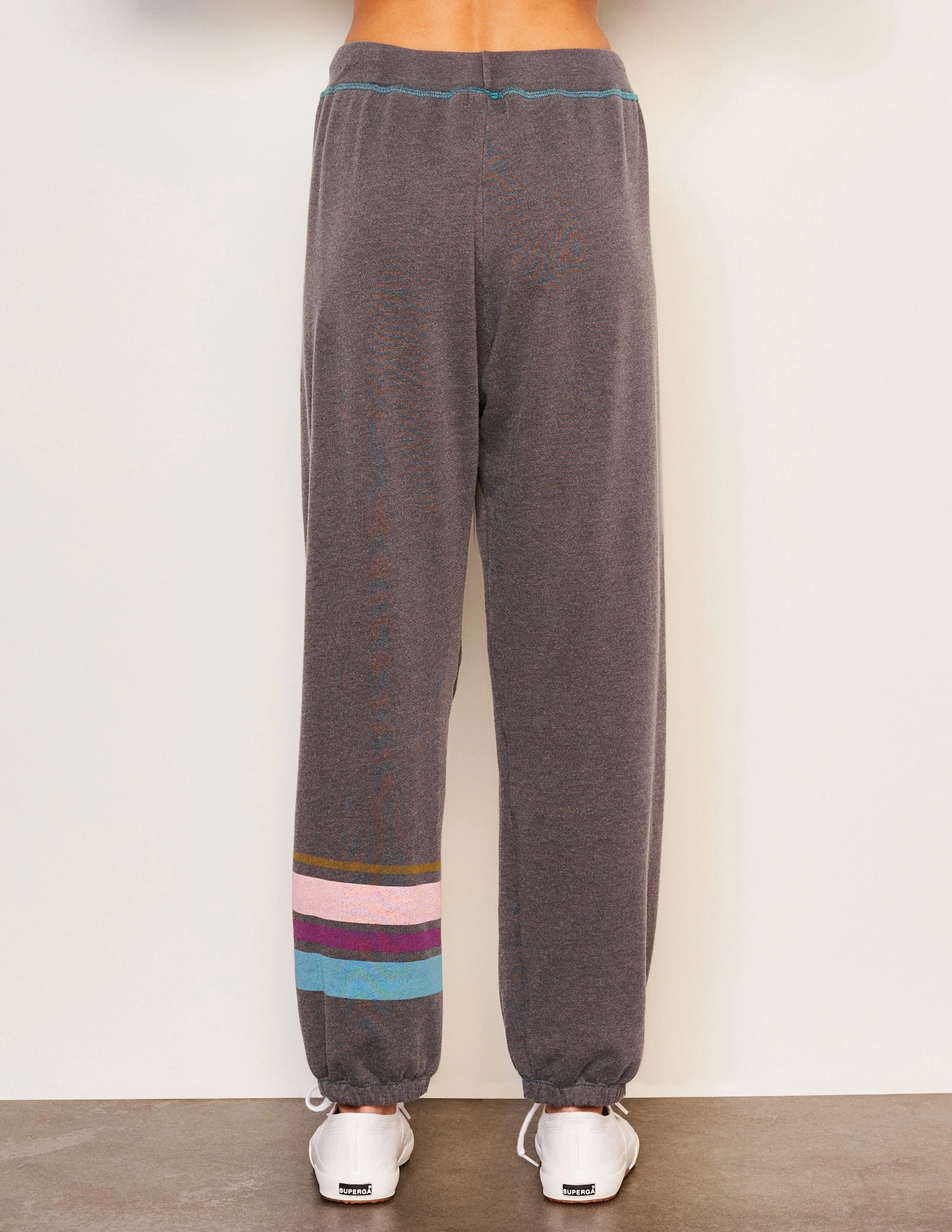 Sundry Mixed Media Half Zip Popover & Sundry Jogger Stripe Set in Washed Black