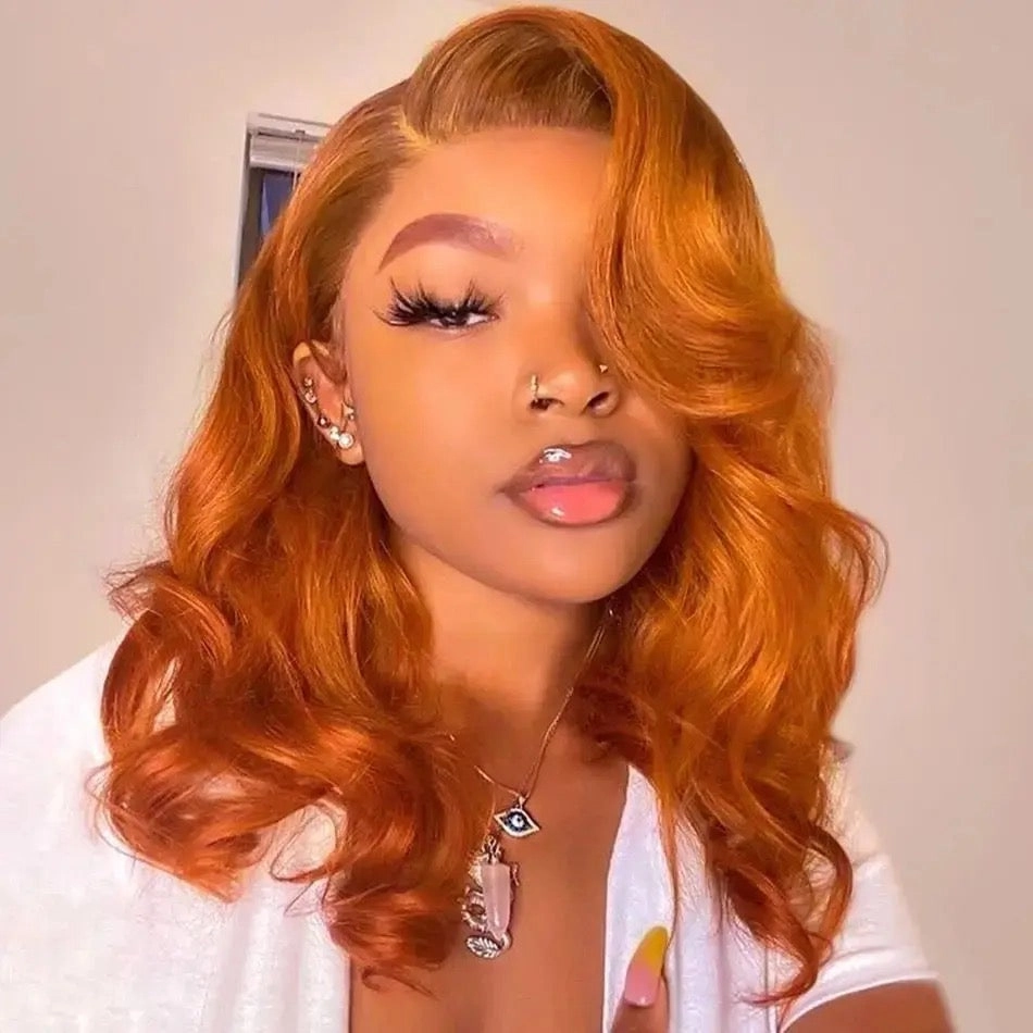Tuneful Glueless Elegant Ginger Colored 13x6 Lace Front 6x5 Wear Go Human Hair Body Wave Wigs
