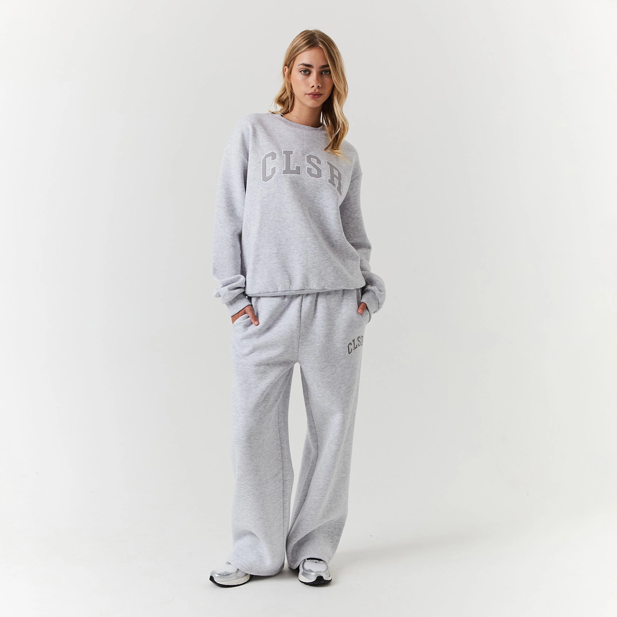 Varsity CLSR Sweatshirt Tracksuit | Light Grey Marl