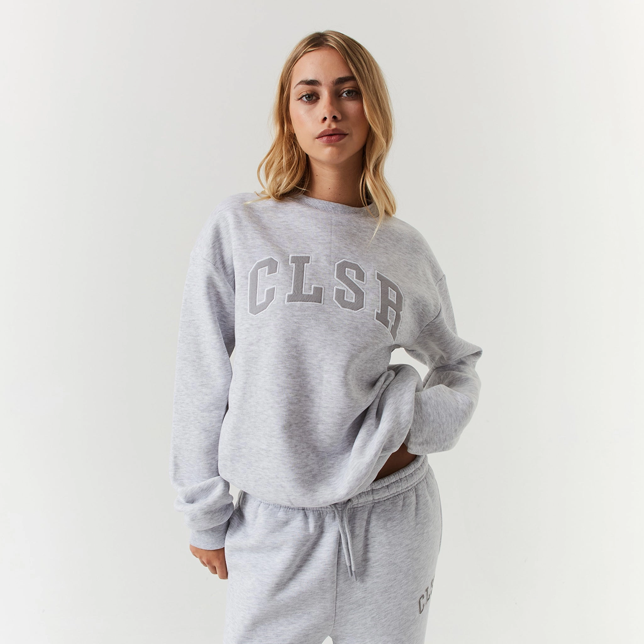 Varsity CLSR Sweatshirt Tracksuit | Light Grey Marl