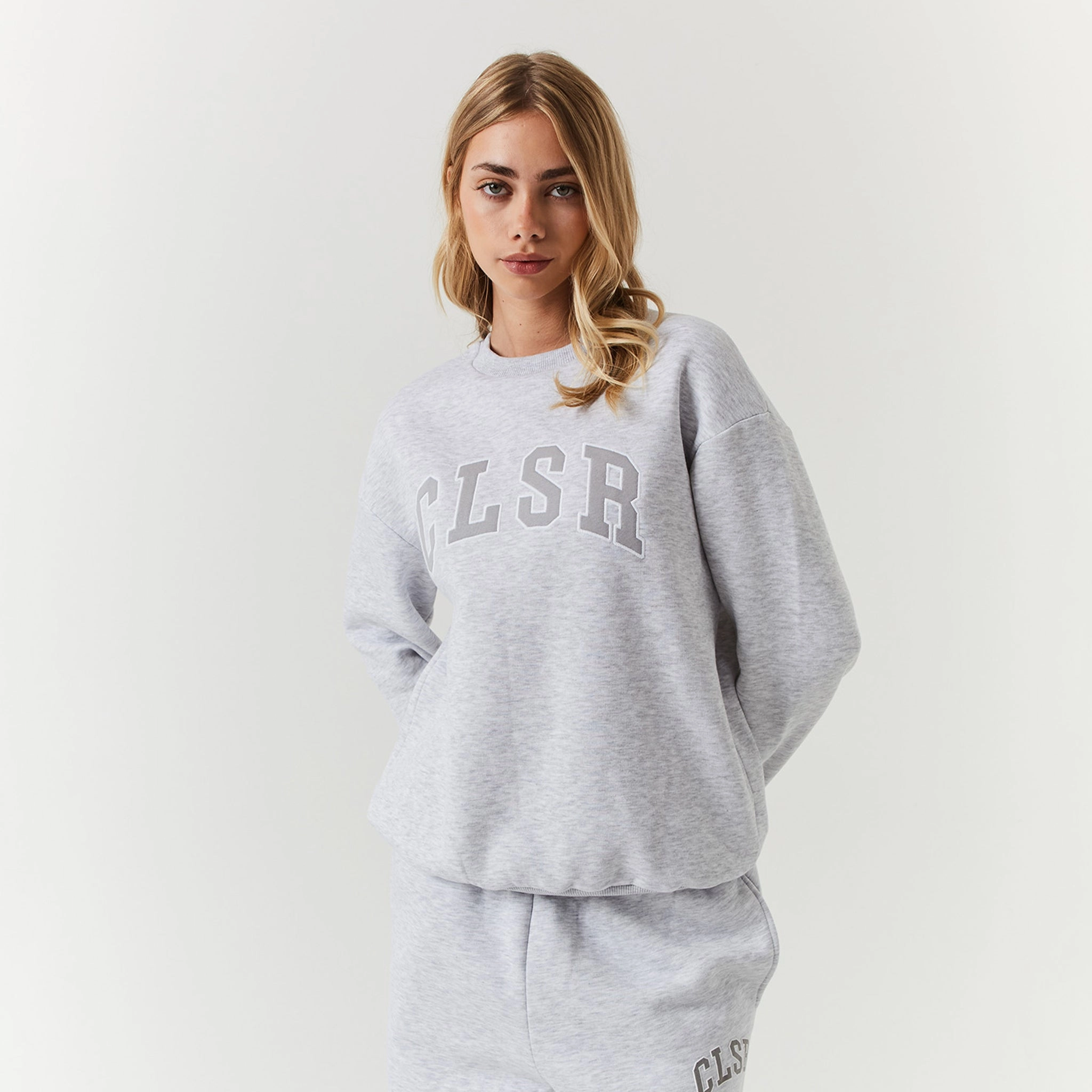 Varsity CLSR Sweatshirt Tracksuit | Light Grey Marl