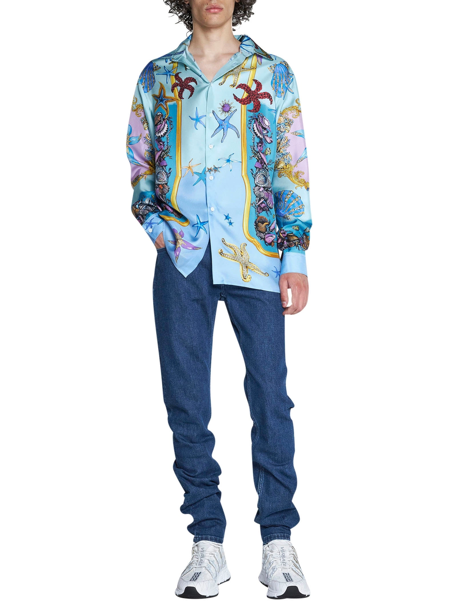Versace Allover Graphic Printed Button-Up Shirt