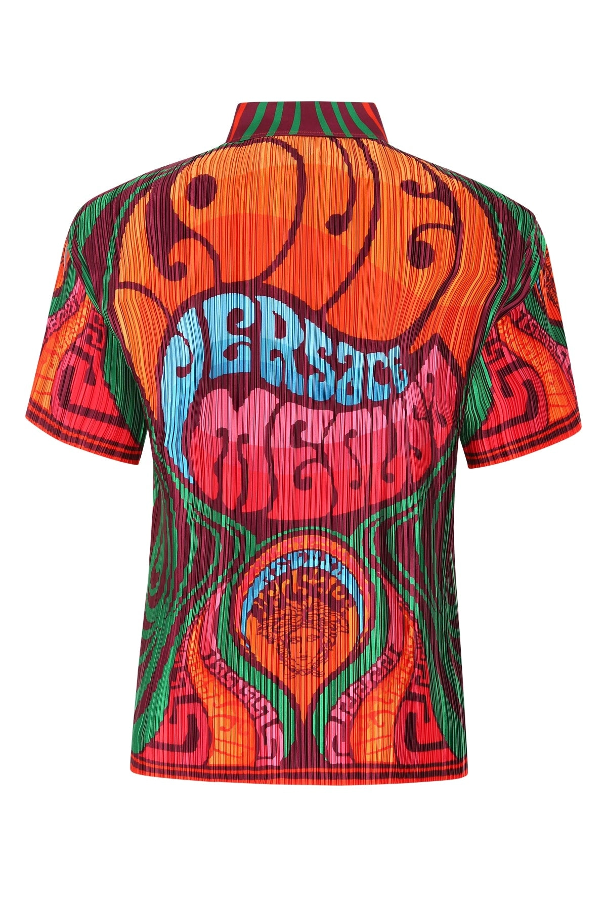 Versace Graphic Printed Short Sleeved Pleated Shirt