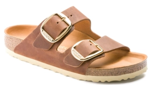 Womens Birkenstock Arizona Big Buckle Oiled Leather Sandals Cognac