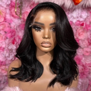 WOWANGEL Elegant Wave 13x6 SKINLIKE Real HD Lace Front Bob Wigs Side Part
