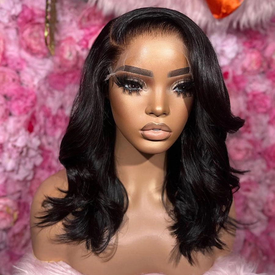 WOWANGEL Elegant Wave 13x6 SKINLIKE Real HD Lace Front Bob Wigs Side Part