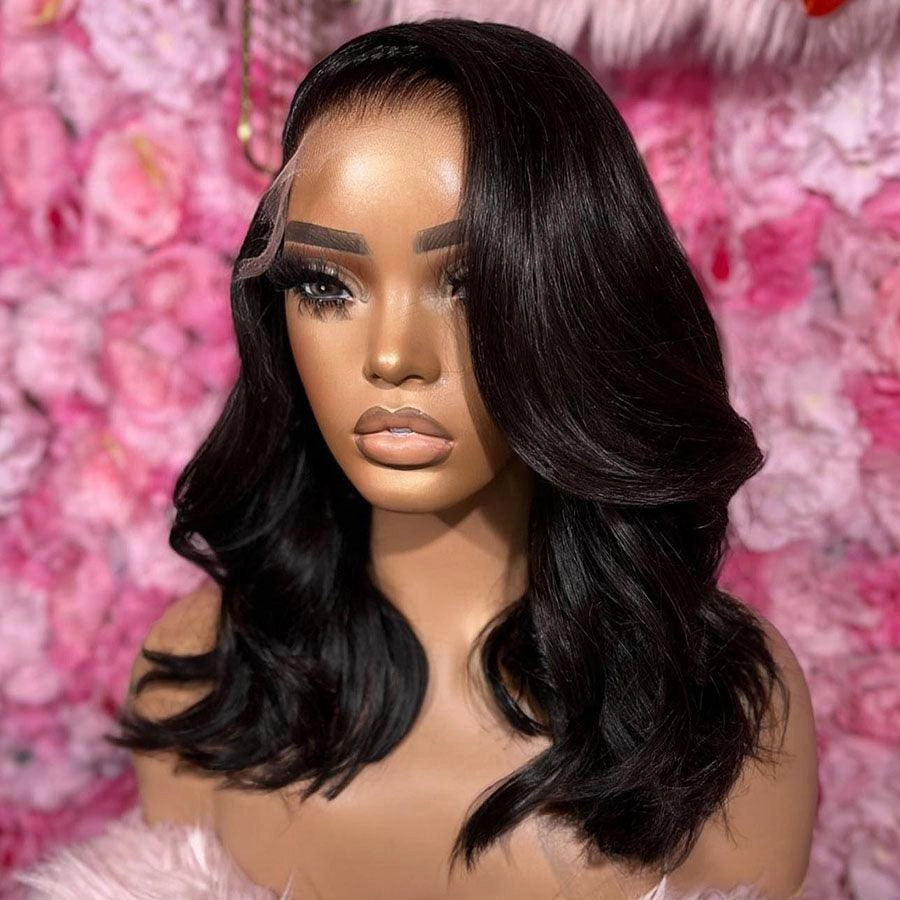 WOWANGEL Elegant Wave 13x6 SKINLIKE Real HD Lace Front Bob Wigs Side Part